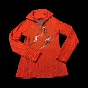 Krimson Klover Orange Ski Sweater, Womens size Small